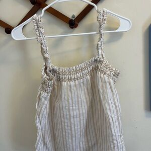 Banana Republic Cream and Tan Smocked Top